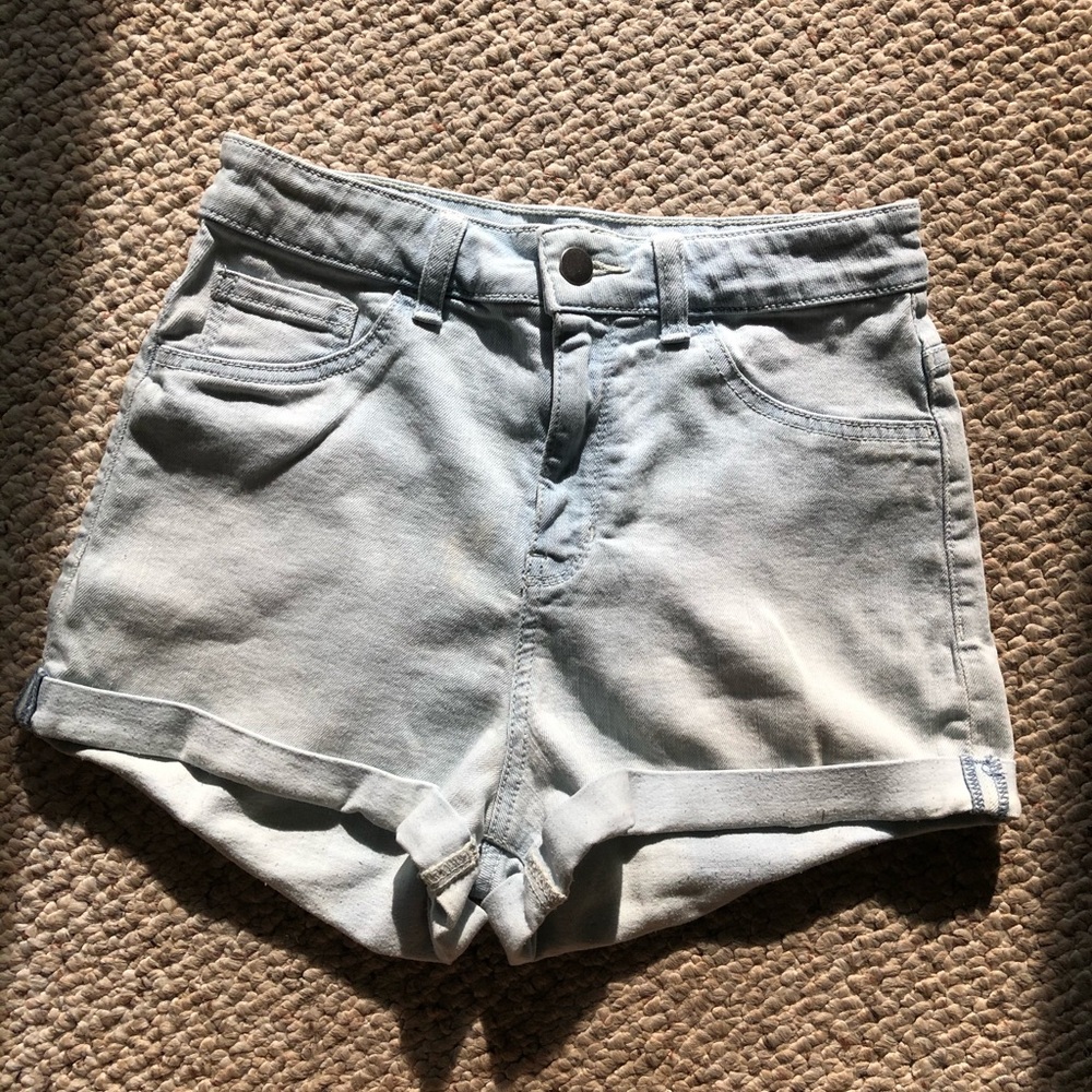 Light Wash High Rise Denim Shorts